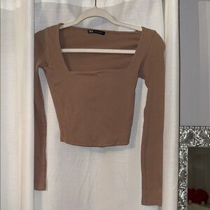 Zara Women's Brown Long Sleeve Bodysuit